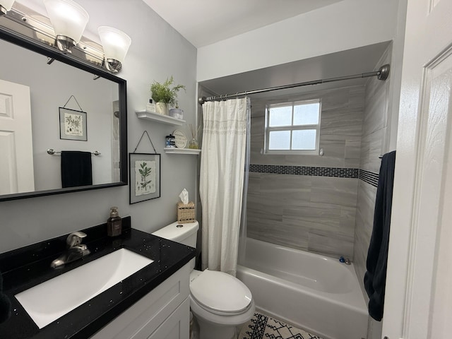 8421 SW 41st Ct, Davie, FL 33328 - full bathroom featuring vanity, shower / tub combo with curtain, and toilet