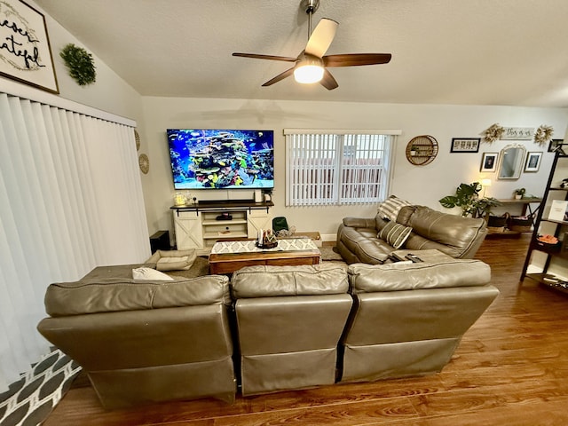 8421 SW 41st Ct, Davie, FL 33328 - living area featuring ceiling fan and wood finished floors
