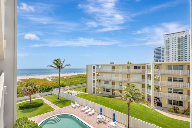 3640 N Ocean Dr Unit 427, Singer Island, FL 33404 - community pool with view of water and beach and a patio