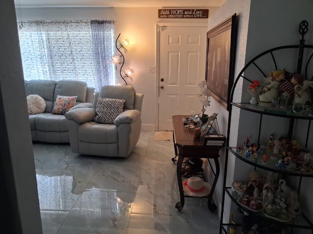 2506 Oleander Blvd, Fort Pierce, FL 34982 - living area featuring light marble finish floors