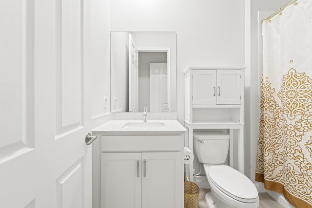 19404 Broad Shore Walk, Loxahatchee, FL 33470 - bathroom with vanity, toilet, and a shower with shower curtain