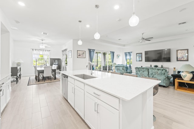 19404 Broad Shore Walk, Loxahatchee, FL 33470 - kitchen with a sink, ceiling fan, dishwasher, open floor plan, and recessed lighting