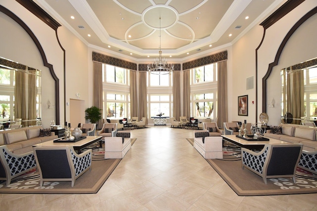 8127 Playa Del Sur Blvd, Lake Worth, FL 33467 - common area featuring a high ceiling and ornamental molding