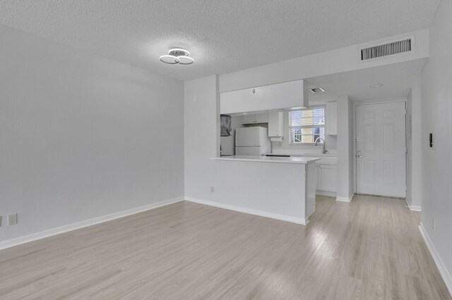 6315 La Costa Dr Unit G, Boca Raton, FL 33433 - unfurnished living room with light wood-type flooring, a textured ceiling, a sink, and baseboards