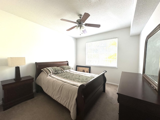 5205 Myrtlewood Cir E, Palm Beach Gardens, FL 33418 - bedroom featuring carpet, a textured ceiling, ceiling fan, and baseboards