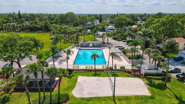 1413 Amaryllis Ln, West Palm Beach, FL 33415 - view of pool with volleyball court