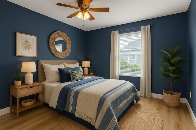 1413 Amaryllis Ln, West Palm Beach, FL 33415 - bedroom with light wood finished floors, baseboards, and ceiling fan