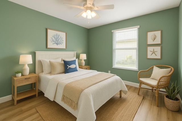 1413 Amaryllis Ln, West Palm Beach, FL 33415 - bedroom featuring baseboards, light wood-type flooring, and ceiling fan