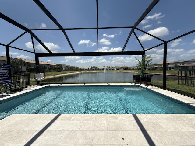 8231 Tailshot Ct, Lake Worth, FL 33467 - outdoor pool with a water view, a lanai, and a patio