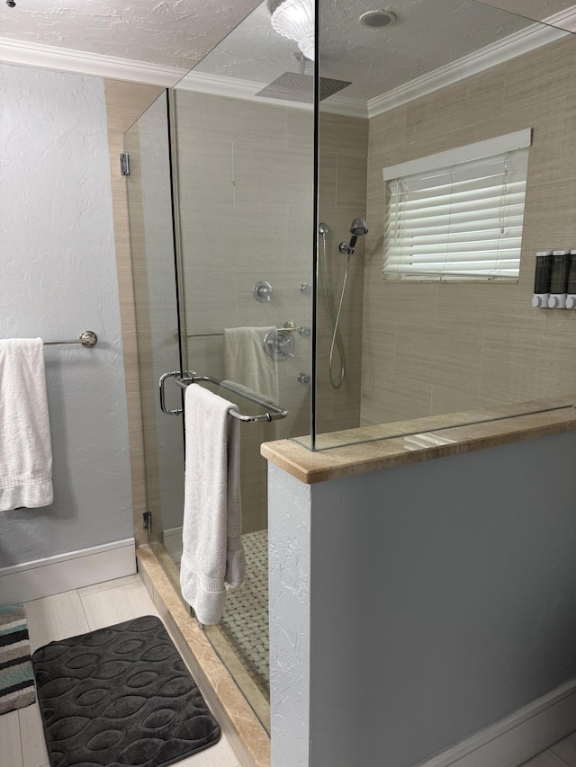 501 SE 13th Ct, Pompano Beach, FL 33060 - bathroom featuring crown molding and a shower stall