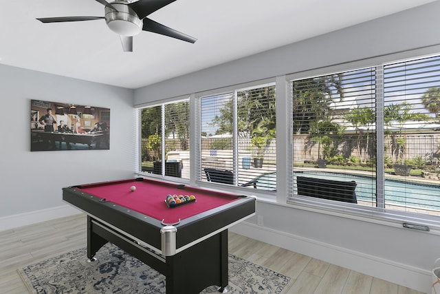 501 SE 13th Ct, Pompano Beach, FL 33060 - playroom featuring healthy amount of natural light, ceiling fan, billiards table, and baseboards