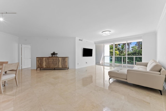 550 SE Mizner Blvd Unit B206, Boca Raton, FL 33432 - living area featuring ornamental molding and light marble finish floors