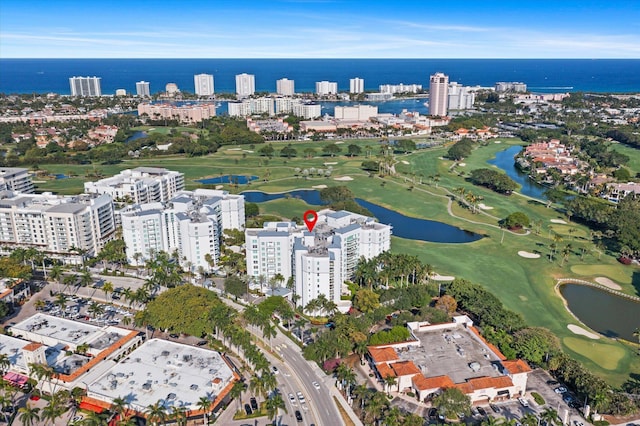 550 SE Mizner Blvd Unit B206, Boca Raton, FL 33432 - aerial view of property's location featuring a large body of water, a golf course, and apartment complex / building