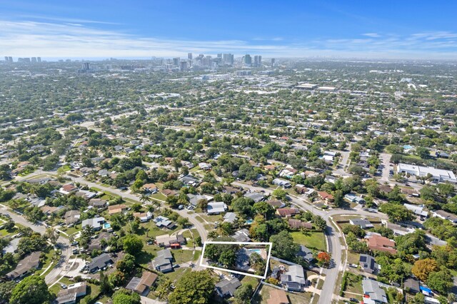 1517 NW 12th Ave, Fort Lauderdale, FL 33311 - aerial view of property's location with property boundaries highlighted and nearby urban area