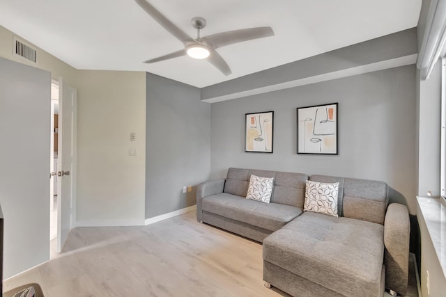 5876 Regal Glen Dr Unit 103, Boynton Beach, FL 33437 - living room with light wood-style floors, a ceiling fan, and baseboards