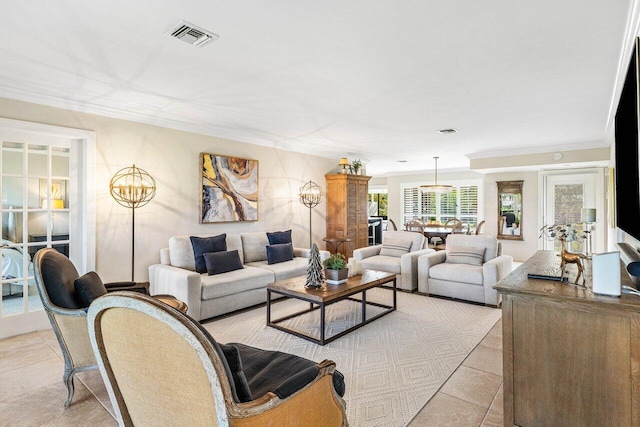 10739 Quail Covey Rd Azalea, Unit Azalea, Boynton Beach, FL 33436 - living room with ornamental molding and light tile patterned flooring