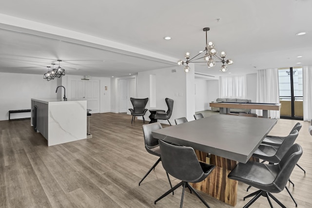 100 N Federal Hwy Unit 1004, Fort Lauderdale, FL 33301 - dining room with recessed lighting, a chandelier, and light wood-style flooring