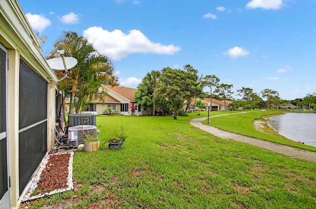 2703 Maplewood Dr, Greenacres, FL 33415 - view of grassy yard featuring a water view and central AC