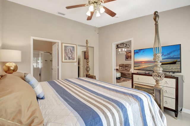 9308 Swansea Ln, West Palm Beach, FL 33411 - bedroom featuring ceiling fan and a chandelier
