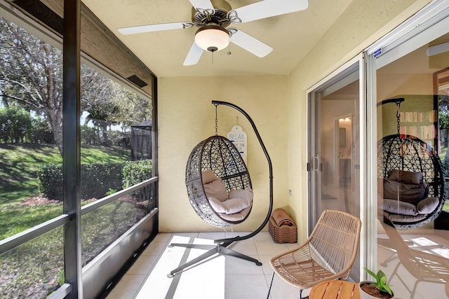 9308 Swansea Ln, West Palm Beach, FL 33411 - sunroom / solarium featuring plenty of natural light and ceiling fan
