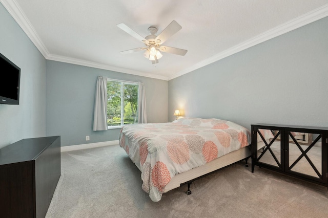 7969 Heavener Ct, Lake Worth, FL 33467 - bedroom featuring carpet, crown molding, baseboards, and ceiling fan
