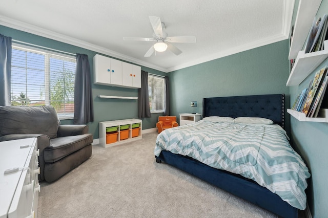 7969 Heavener Ct, Lake Worth, FL 33467 - bedroom featuring ornamental molding, carpet, a ceiling fan, and baseboards