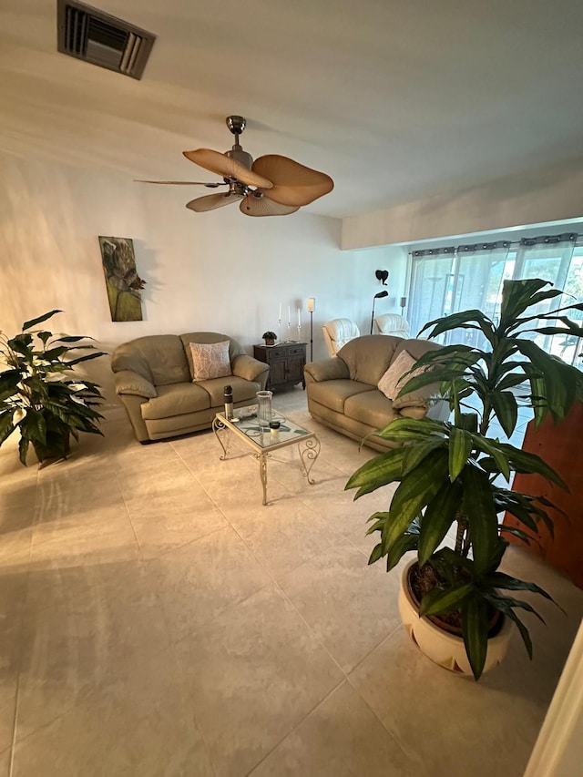 1120 Mahogany Way Unit 204, Delray Beach, FL 33445 - tiled living area with ceiling fan