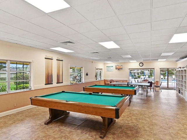 1120 Mahogany Way Unit 204, Delray Beach, FL 33445 - game room featuring healthy amount of natural light, billiards, and a paneled ceiling
