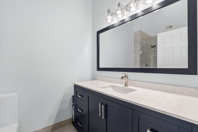 9329 Boca Gardens Cir S Unit D, Boca Raton, FL 33496 - full bath featuring a shower stall, vanity, and tile patterned floors