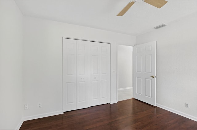 9329 Boca Gardens Cir S Unit D, Boca Raton, FL 33496 - unfurnished bedroom featuring wood finished floors, a closet, and ceiling fan