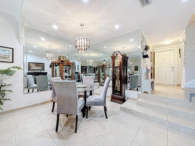 3622 Citrus Trce Unit 2, Davie, FL 33328 - dining area featuring light tile patterned flooring, a chandelier, recessed lighting, and baseboards