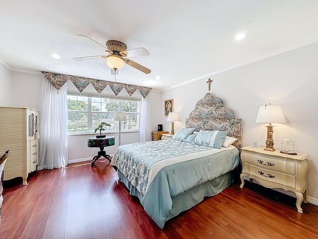 3622 Citrus Trce Unit 2, Davie, FL 33328 - bedroom featuring wood finished floors, crown molding, ceiling fan, baseboards, and recessed lighting