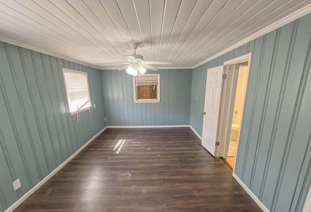 2818 Alabama St, West Palm Beach, FL 33406 - empty room featuring crown molding, ceiling fan, wood finished floors, and baseboards
