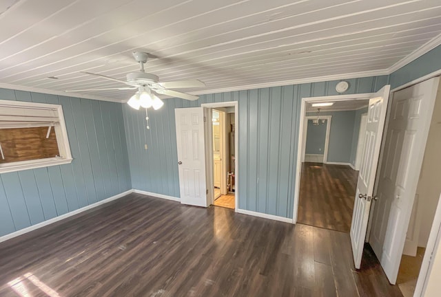 2818 Alabama St, West Palm Beach, FL 33406 - unfurnished bedroom with wood finished floors, baseboards, a closet, ceiling fan, and crown molding