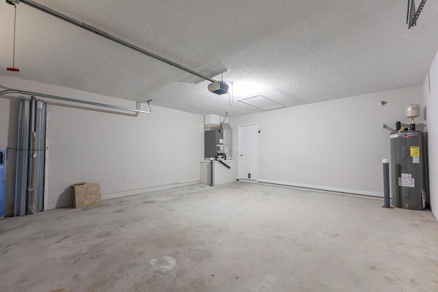 545 SW Buswell Ave, Port Saint Lucie, FL 34983 - garage with electric water heater, a garage door opener, and concrete block wall