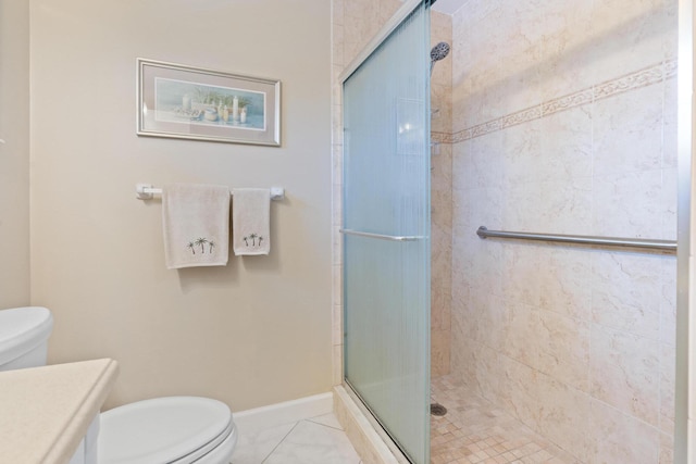 2822 Crosley Dr W Unit D, West Palm Beach, FL 33415 - full bathroom with toilet, a stall shower, baseboards, and vanity