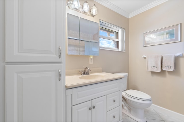 2822 Crosley Dr W Unit D, West Palm Beach, FL 33415 - bathroom featuring vanity, toilet, ornamental molding, and baseboards