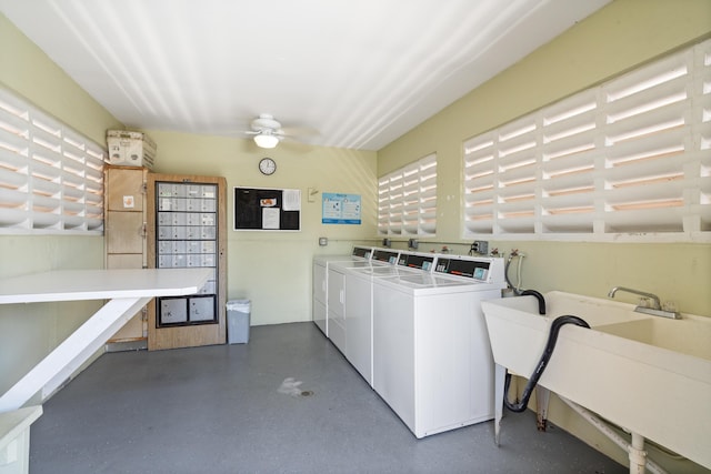 2822 Crosley Dr W Unit D, West Palm Beach, FL 33415 - shared laundry featuring washer and clothes dryer and ceiling fan