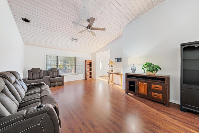 2590 Monaco Ter, Palm Beach Gardens, FL 33410 - living area with lofted ceiling, wooden ceiling, ceiling fan, and wood finished floors