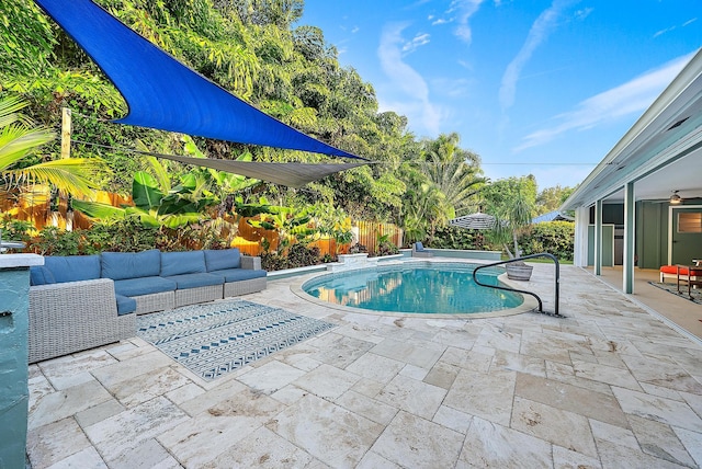 2590 Monaco Ter, Palm Beach Gardens, FL 33410 - view of pool featuring a patio, a fenced backyard, and outdoor lounge area