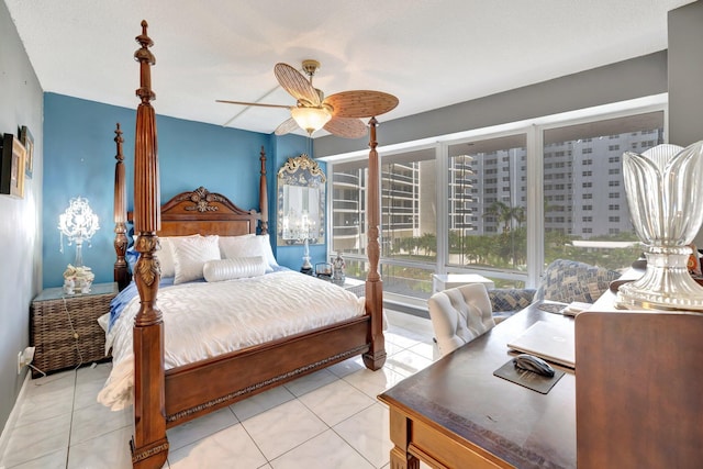 4100 Galt Ocean Dr Unit 311, Fort Lauderdale, FL 33308 - bedroom featuring light tile patterned floors and a ceiling fan