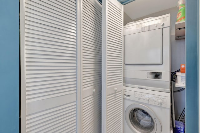4100 Galt Ocean Dr Unit 311, Fort Lauderdale, FL 33308 - laundry room featuring estacked washer and dryer