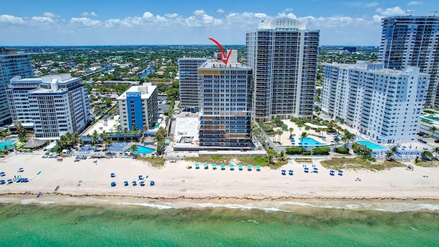 4100 Galt Ocean Dr Unit 311, Fort Lauderdale, FL 33308 - view of urban area featuring waterfront with a beach and a pool