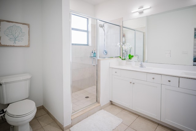 5405 NW 27th Ct, Margate, FL 33063 - full bathroom featuring toilet, tile patterned flooring, vanity, and a shower stall