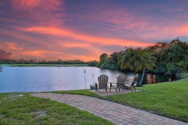 1936 SW Wood Duck Ln, Palm City, FL 34990 - dock with a lawn and a water view