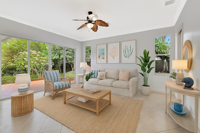 1897 SW Citation Ave, Port Saint Lucie, FL 34953 - living area featuring a ceiling fan and light tile patterned floors