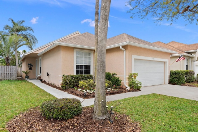 3288 SW Majestic Ct, Palm City, FL 34990 - view of side of property featuring stucco siding, a garage, driveway, and roof with shingles