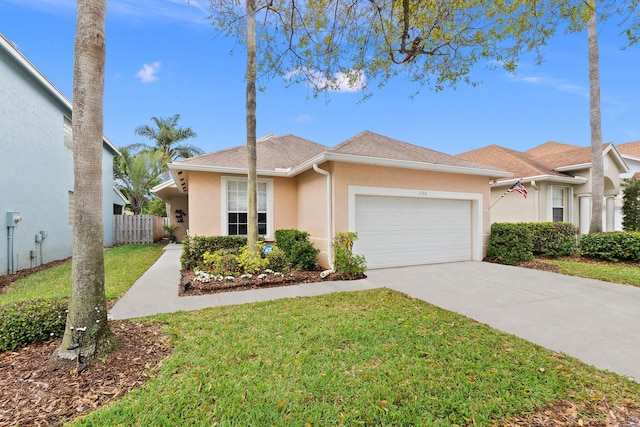 3288 SW Majestic Ct, Palm City, FL 34990 - view of front facade featuring stucco siding, an attached garage, concrete driveway, and roof with shingles