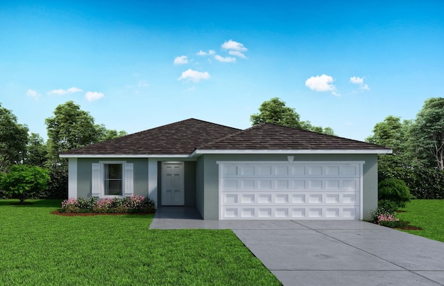 502 NW 11th St, Okeechobee, FL 34972 - single story home with stucco siding, an attached garage, concrete driveway, and a front yard