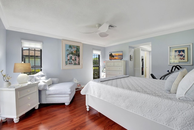 438 Pine Villa Dr, Atlantis, FL 33462 - bedroom featuring ornamental molding, wood finished floors, and a ceiling fan